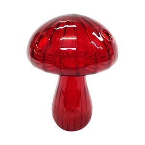 Dark Red Glass Mushroom Vase Decor NWT